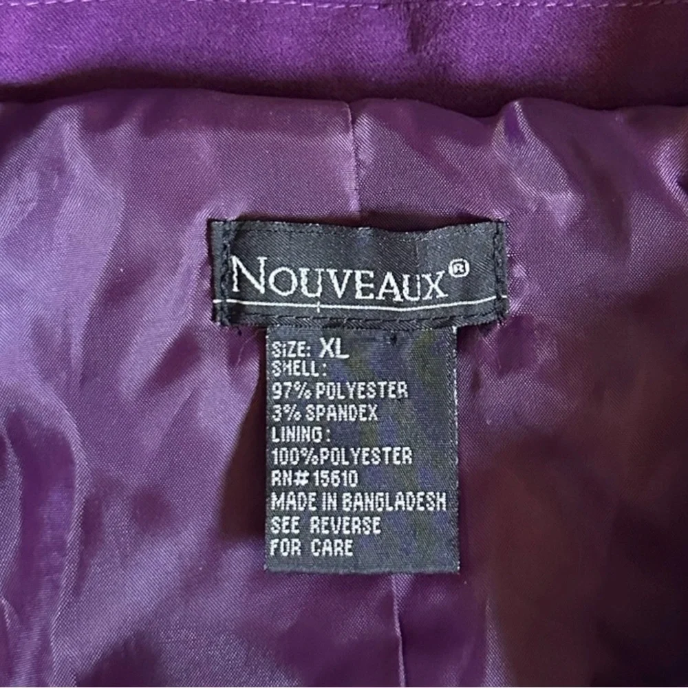 Vintage Nouveaux Plum Faux Suede Oversized Blazer Jacket XL Purple 3 Button Y2K